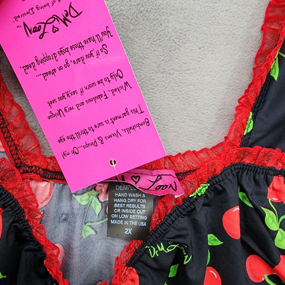 NWT Demi Loon Cami Cherry Print Babydoll Tank Top Womens L Coquette Pinup Y2K - Picture 8 of 8